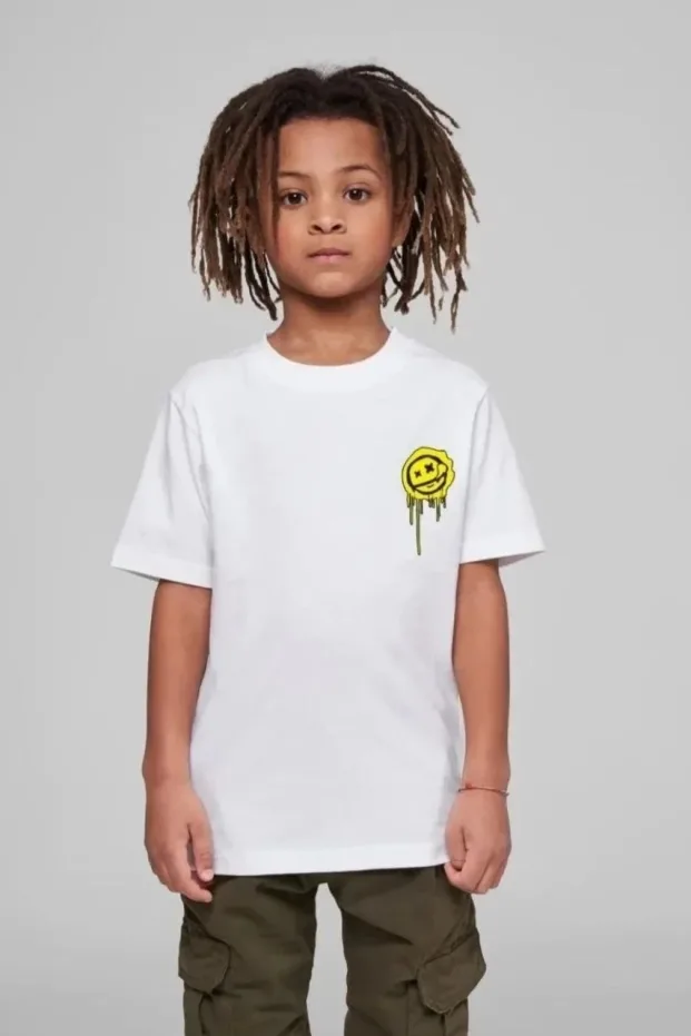 Bluzë për fëmijë e bardhë me printim, oversize, me jakë të rrumbullakët 1