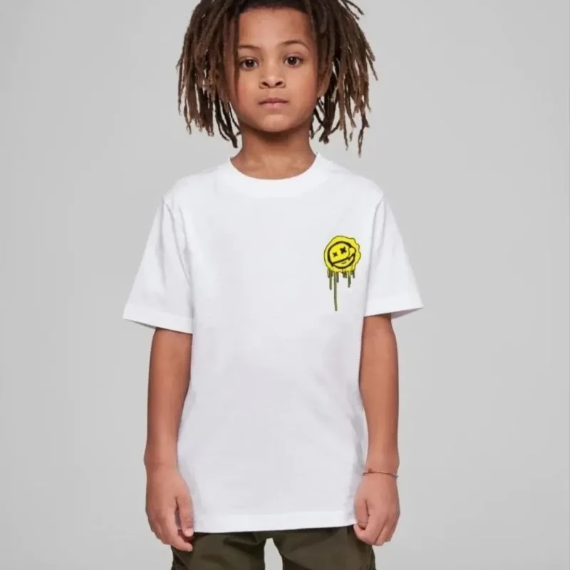 Παιδικό Λευκό Τυπωμένο Oversize Στρογγυλό Λαιμό T-Shirt