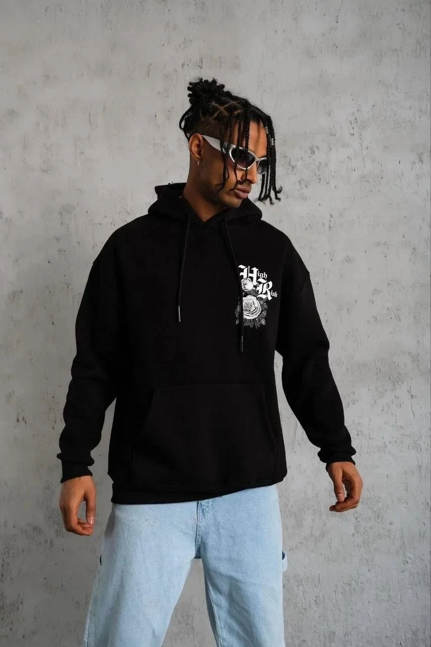 Murš Albo Oversize 3 Firă Bumbac Printat Capușon Sweatshirt