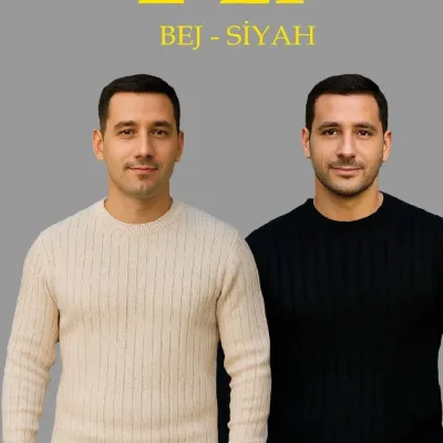 مجموعة 2 كنزة صوف قطنية مضلعة عادية بياقة دراجة 1
