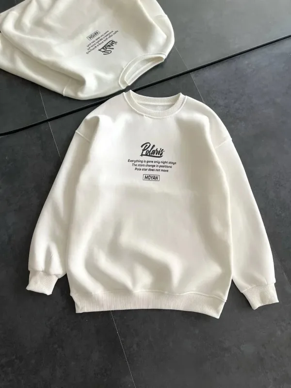 Femea Albo Oversize 3 Firă Bumbac Guler Bicicletă Imprimat Sweatshirt