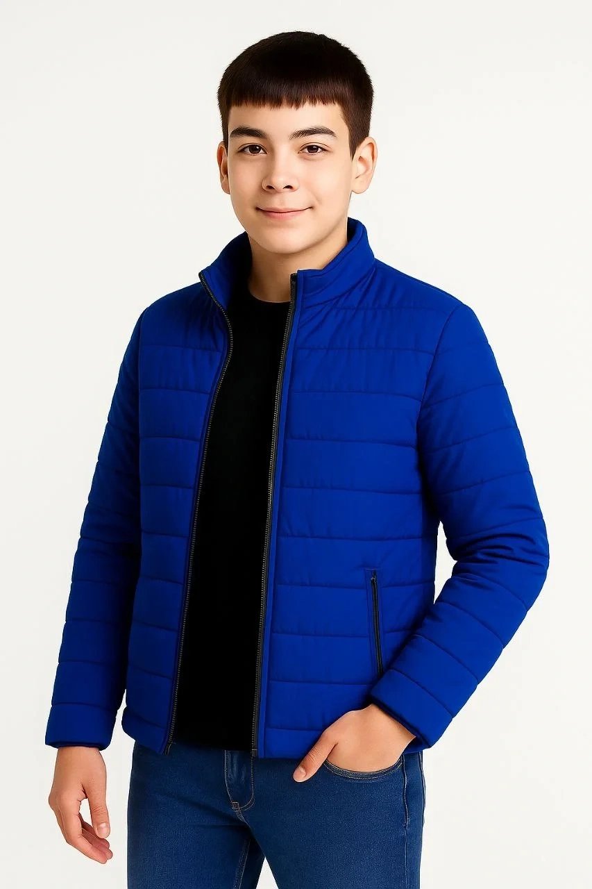 Children's Sax Blue Water-Repellent Fiber-Filled Zippered Pocket Puffer Jacket 3