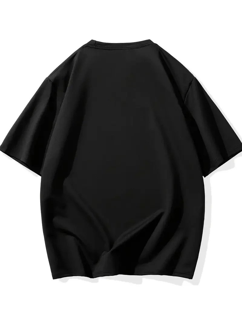 Fekete férfi vicces macska nyomott oversized rövid ujjú póló 2