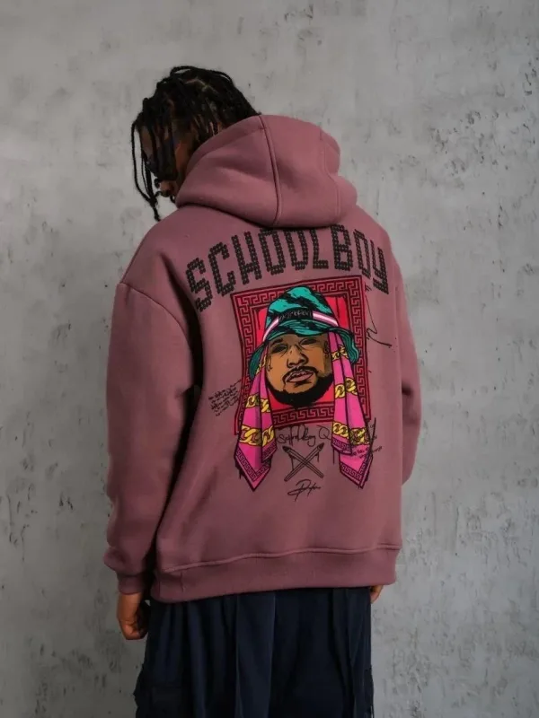 Bărbat Trandafir Uscat Oversize 3 Fire Bumbac Glugă Imprimat Sweatshirt