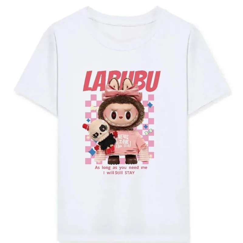 Djevojčica Bijela Labubu Print Oversize Dječja Majica