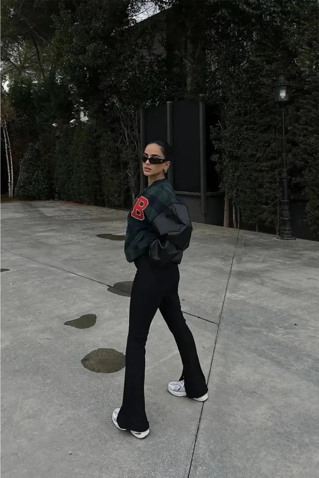 Kadın Haki Oversize Pötikare Nakışlı Kolej Ceket 4