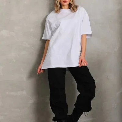 Women's White Solid Jersey Short Sleeve T-Shirt 1