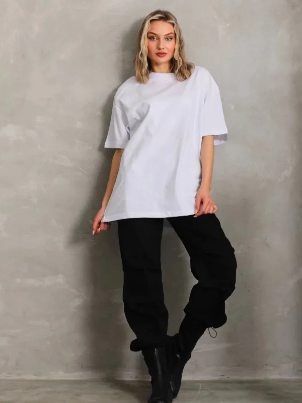 Women's White Solid Jersey Short Sleeve T-Shirt 1
