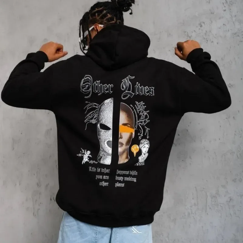 Murš Albo 3 Firă Bumbac Capușon Printat Sweatshirt