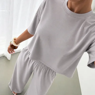 Női szürke oversized kerékpárnyakú nyomott szett 3