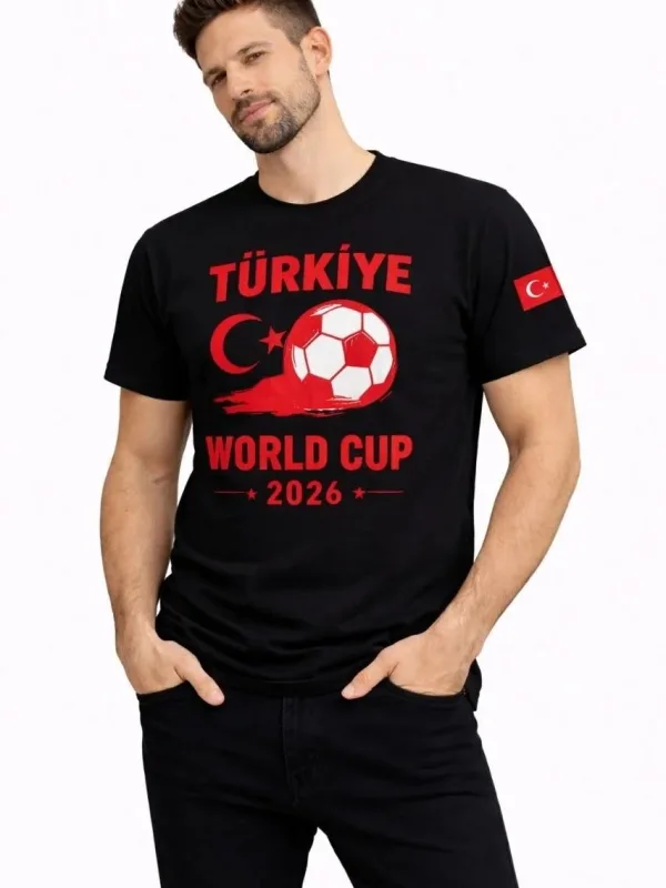 მამაკაცის შავი World Cup 2026 პრინტიანი ფეხბურთის თემატიკის მაისური 3