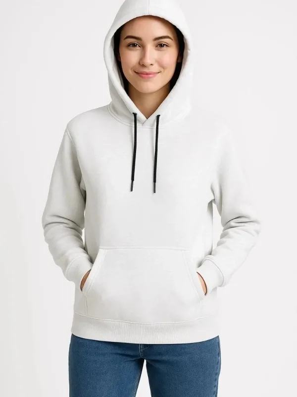 Gra Ngjyrë e Bardhë Oversize 3 Fije Pambuk Kapuç Xhep Kanguri Sweatshirt 4