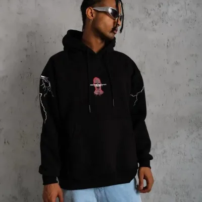 Murš Albo 3 Firă Bumbac Buzunar Cangur Printat Oversize Hoodie 2