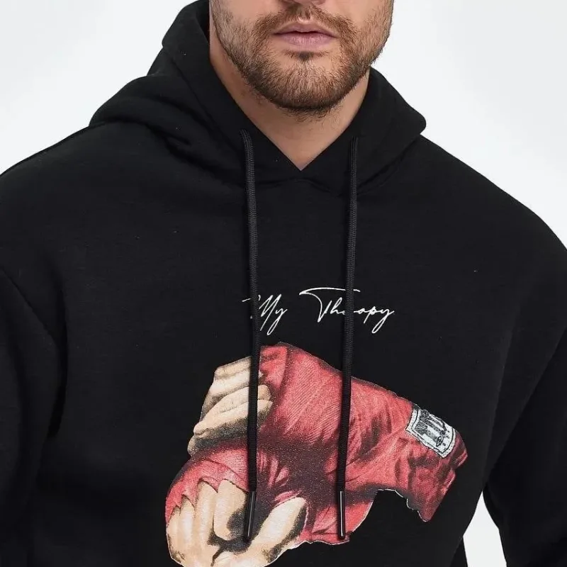 Muršćo Kale Boxy Kapušonlo 3 Iplik Pamuklo Baskiplo Sweatshirt
