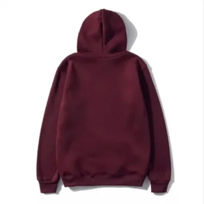 Women's Burgundy 3-Thread Cotton Hooded Kangaroo Pocket Sweatshirt 2