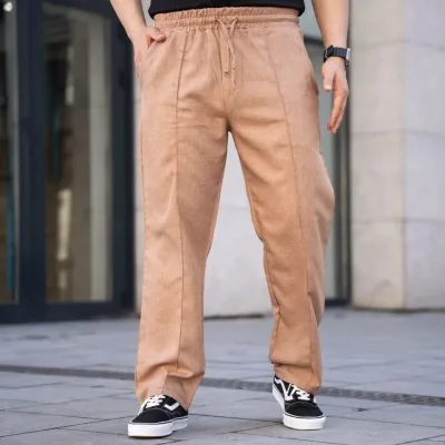 Şalwarê Jogger ê Mêran, Keten, Qehweyî, Bi Berîk, Dirûvê Çîma 6