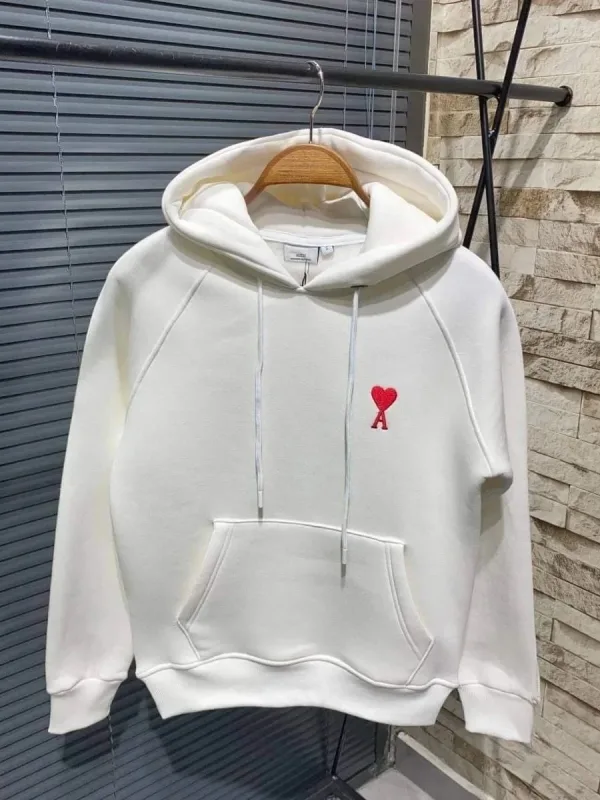 Ženska bijela oversize kapuljača s srcem printom, pamučni sweatshirt 1