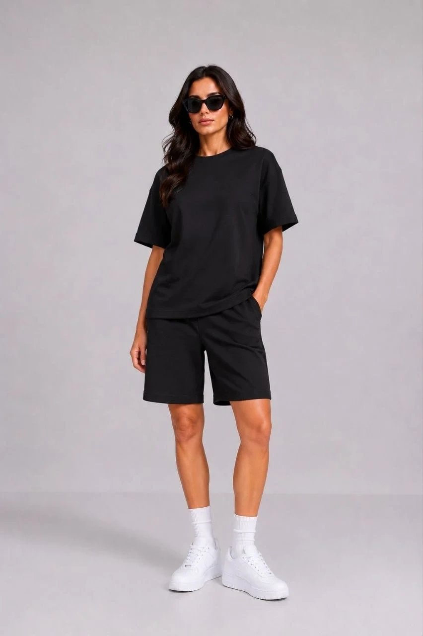 Koma Şort Oversize Reş Modal Nerm Bi Bêjing 3