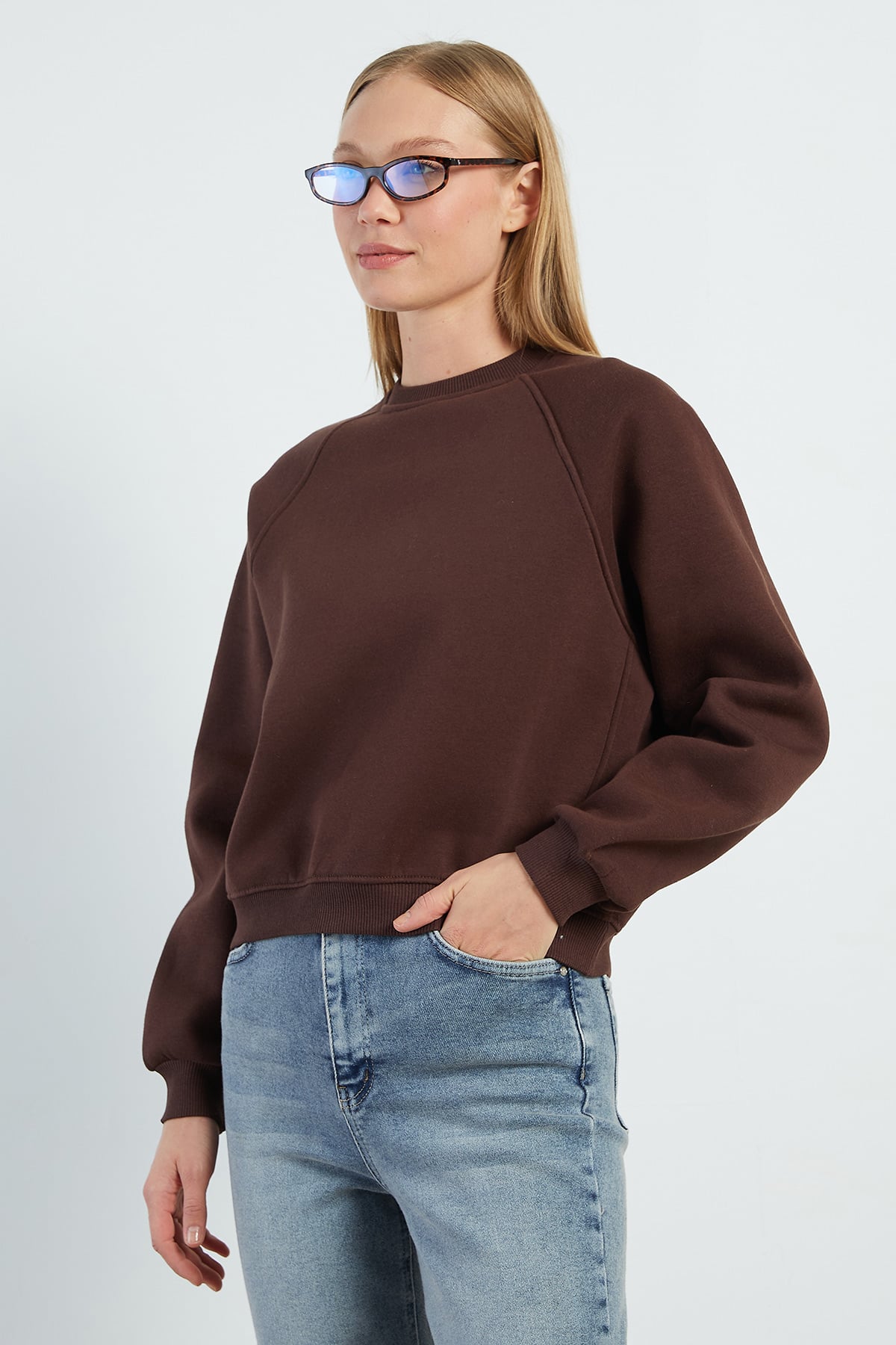 3 İplik Basic Bisiklet Yaka Oversize Sweatshirt 2
