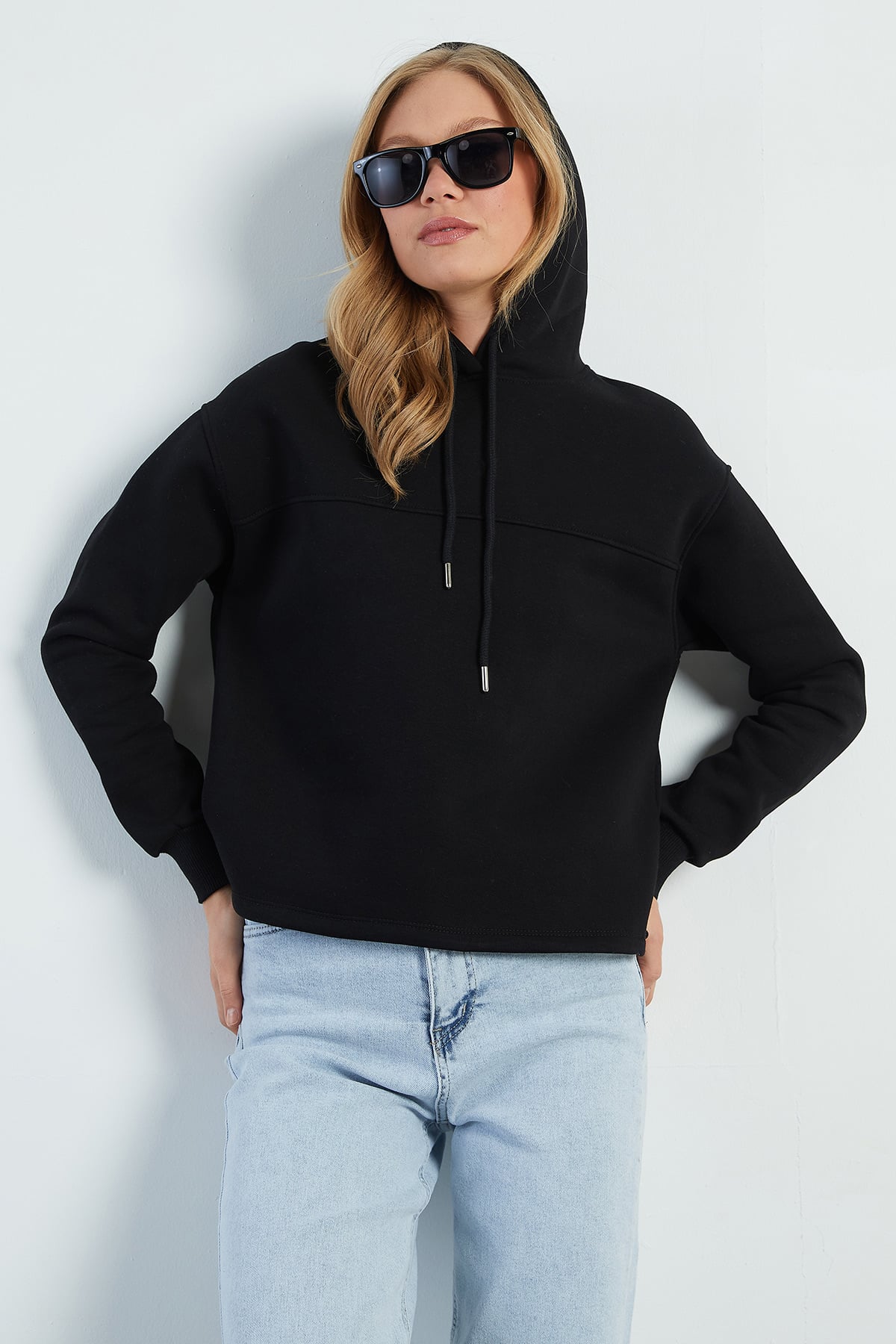 3 İplik Stoperli Kapüşonlu Oversize Sweatshirt 4