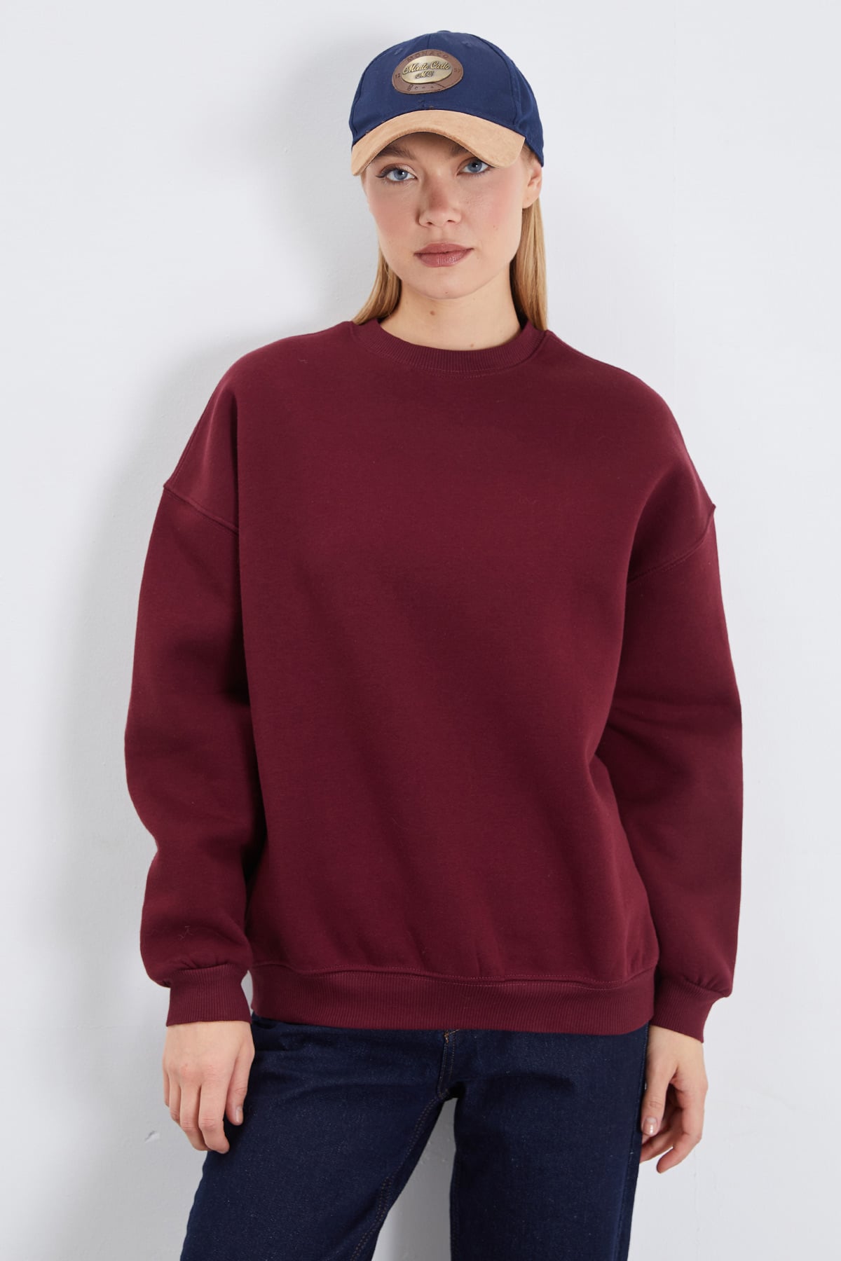 3 İplik Basic Bisiklet Yaka Oversize Sweatshirt 3