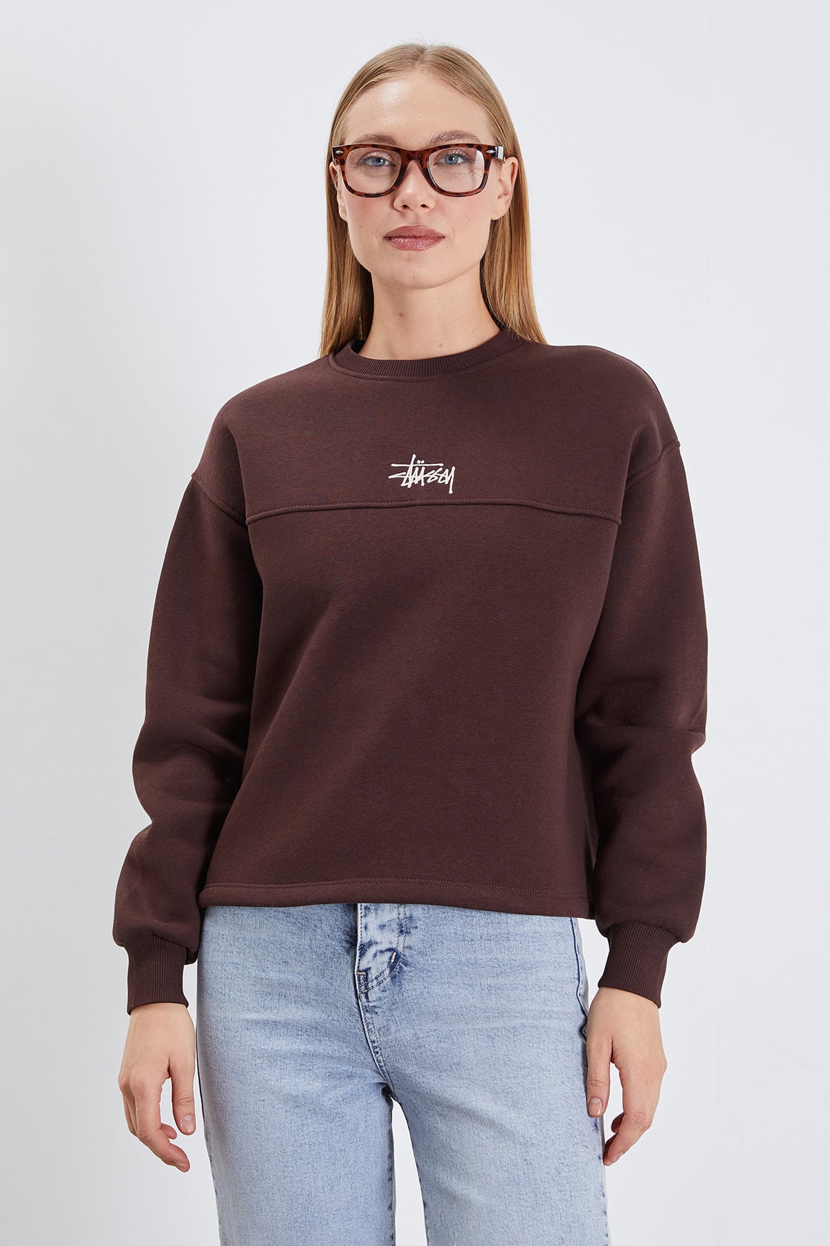3 İplik İmza Nakışlı Stoperli Oversize Sweatshirt 3