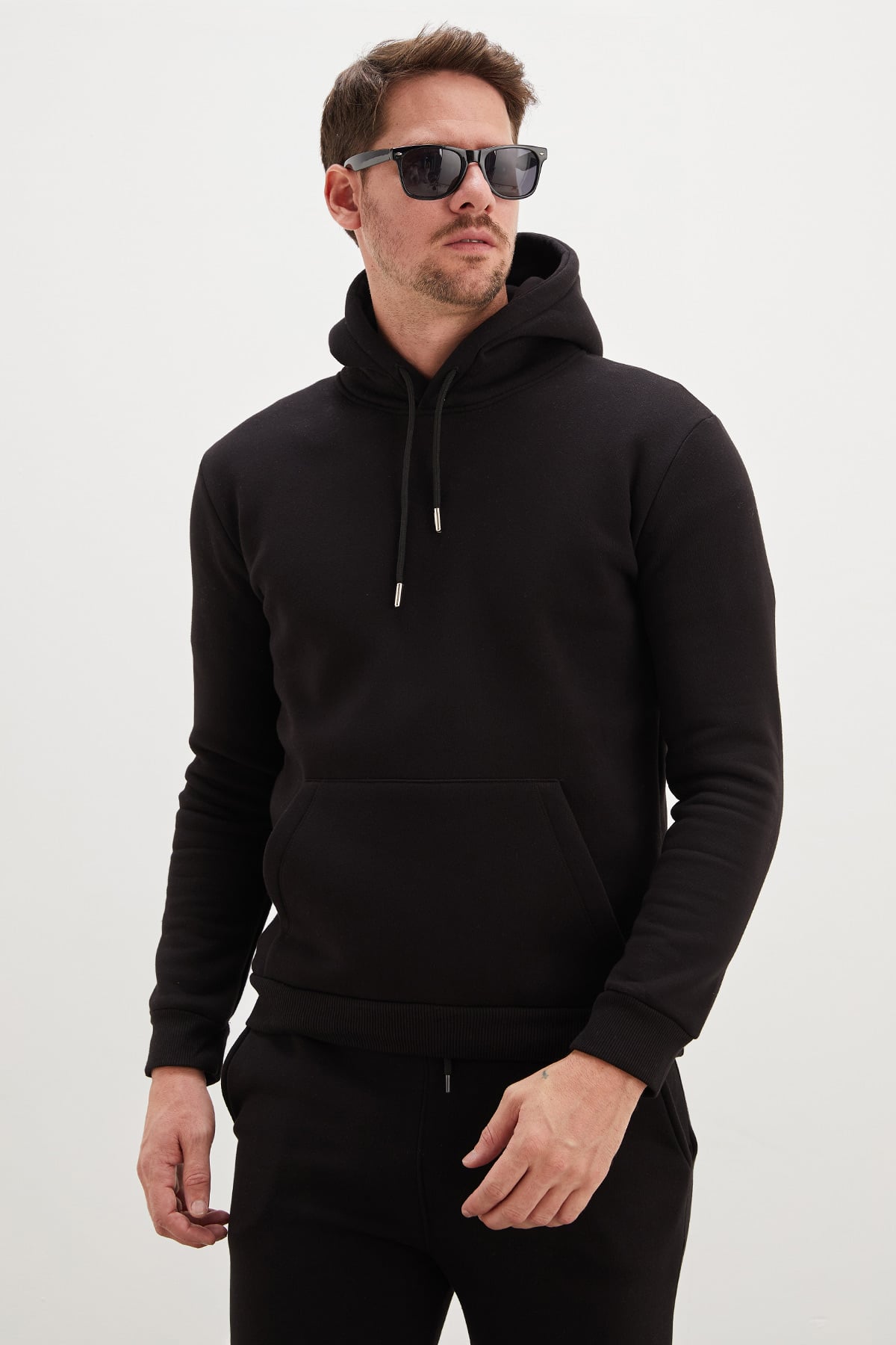 3 İplik Basic Kapüşonlu Kanguru Cepli Sweatshirt 8