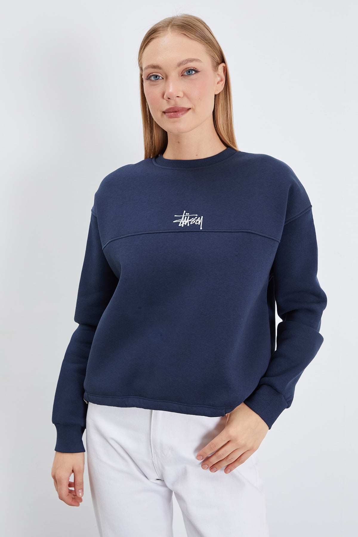3 İplik İmza Nakışlı Stoperli Oversize Sweatshirt 2