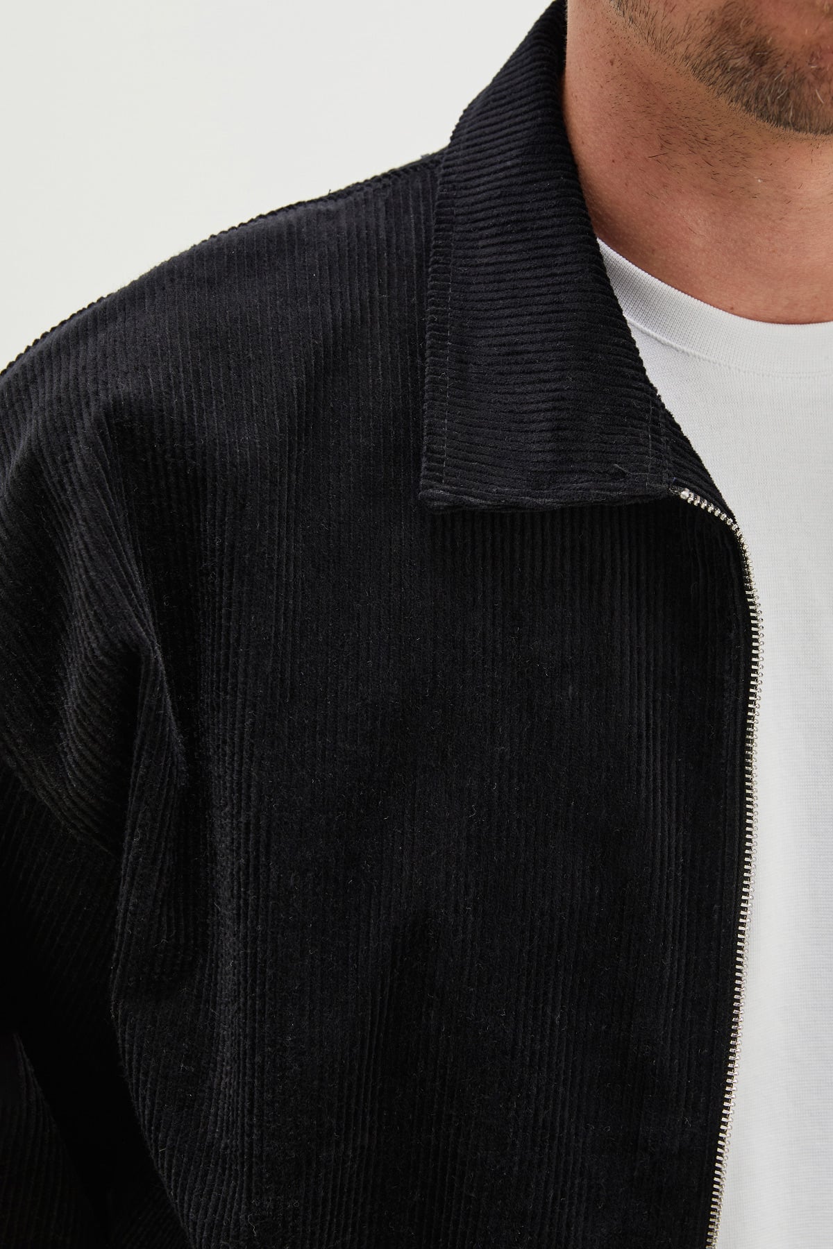 Fermuarlı Polo Yaka Kadife Bomber Ceket 3