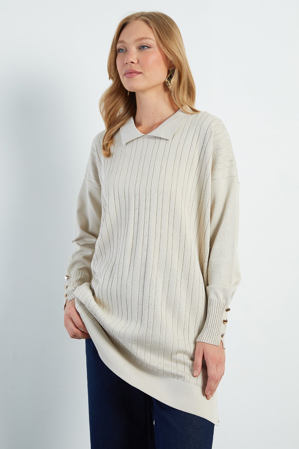 Fullamodest Jakarlı Polo Yaka Tunik 3