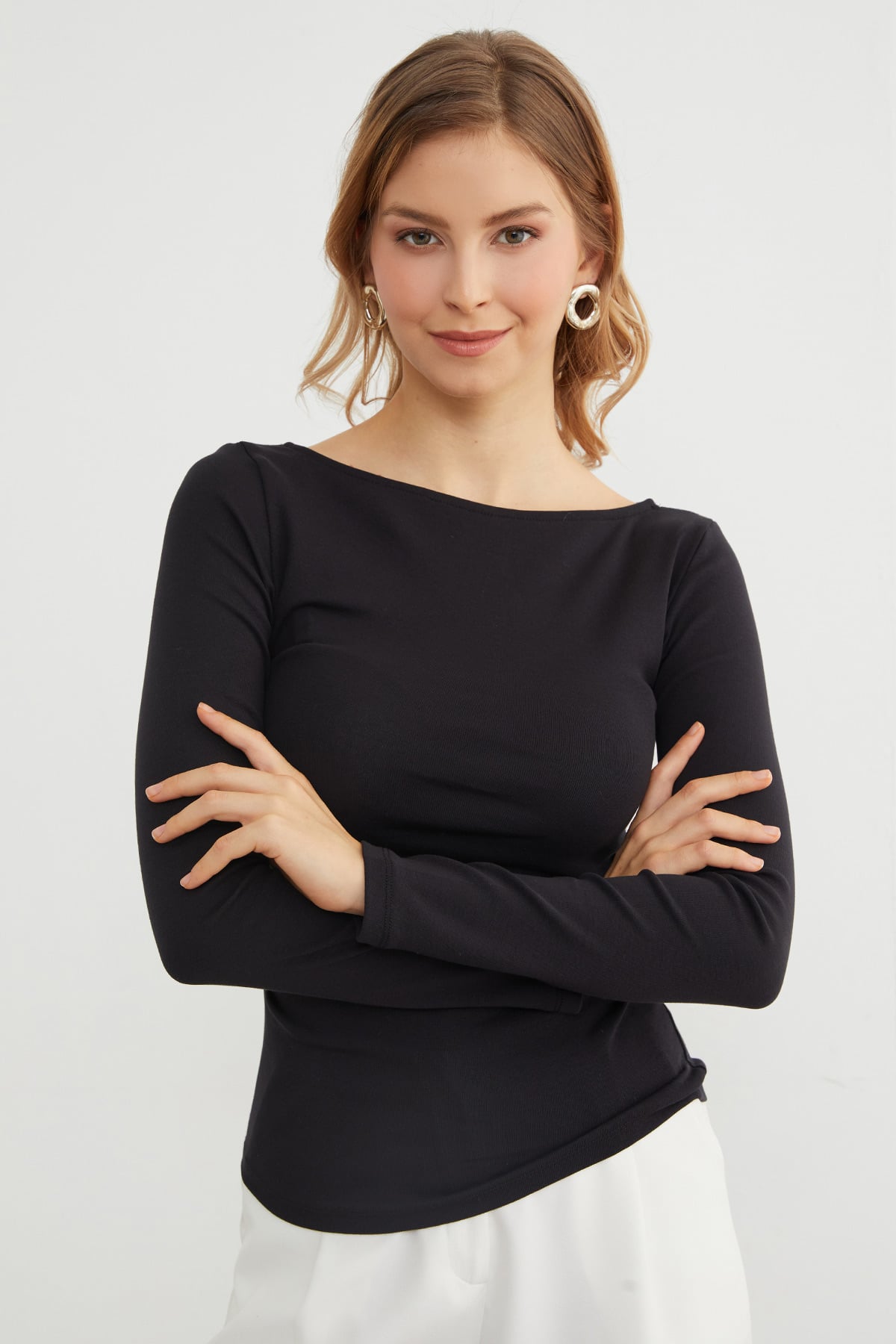 Yanları Drapeli Kayık Yaka Body 3