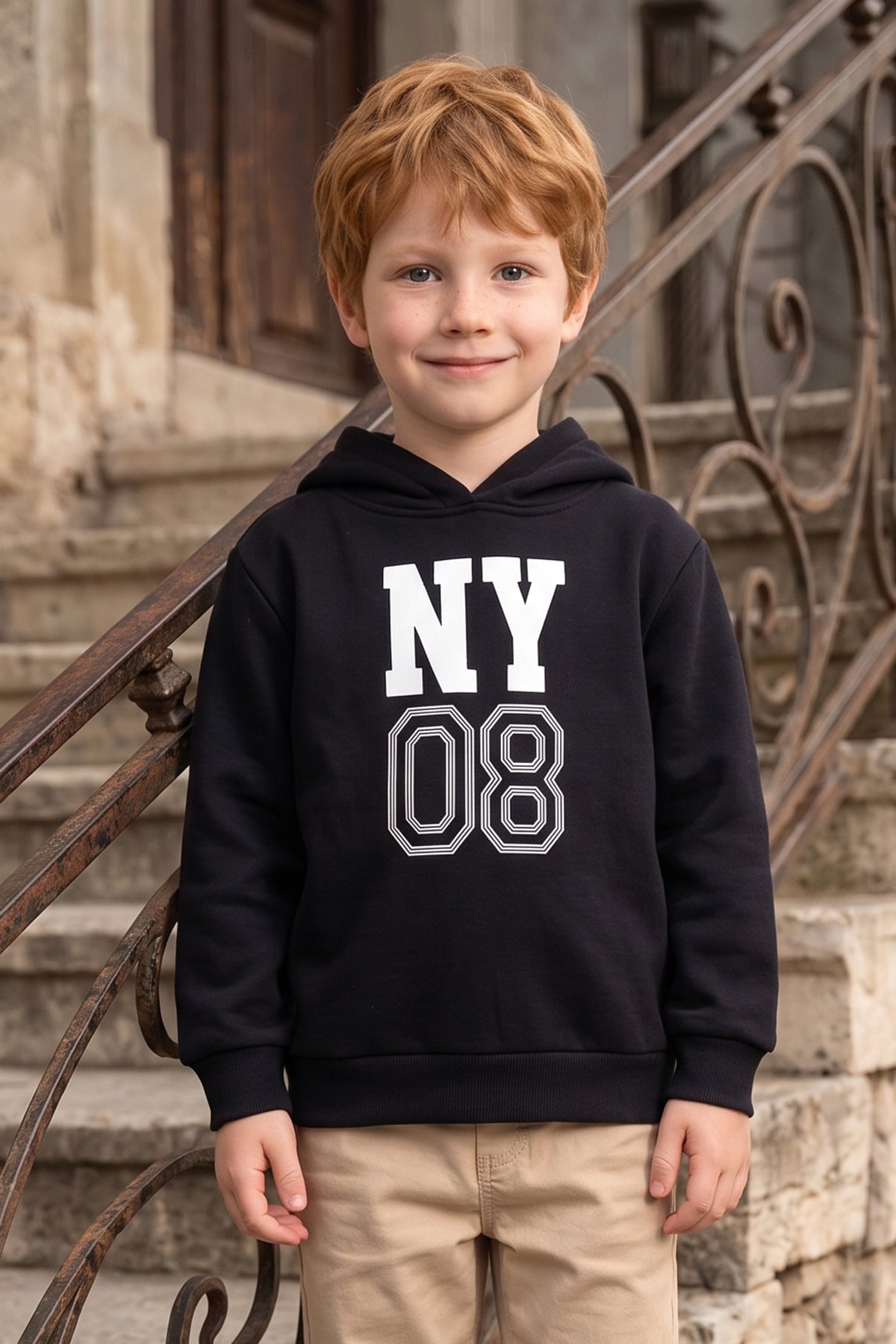 3 İ̇plik Yazı Ve Sayı Baskılı Kapüşonlu Erkek Çocuk Sweatshirt
