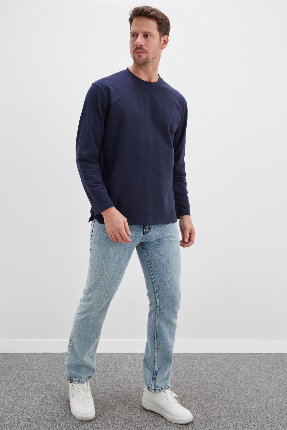 Baskılı Bisiklet Yaka Sweatshirt 7