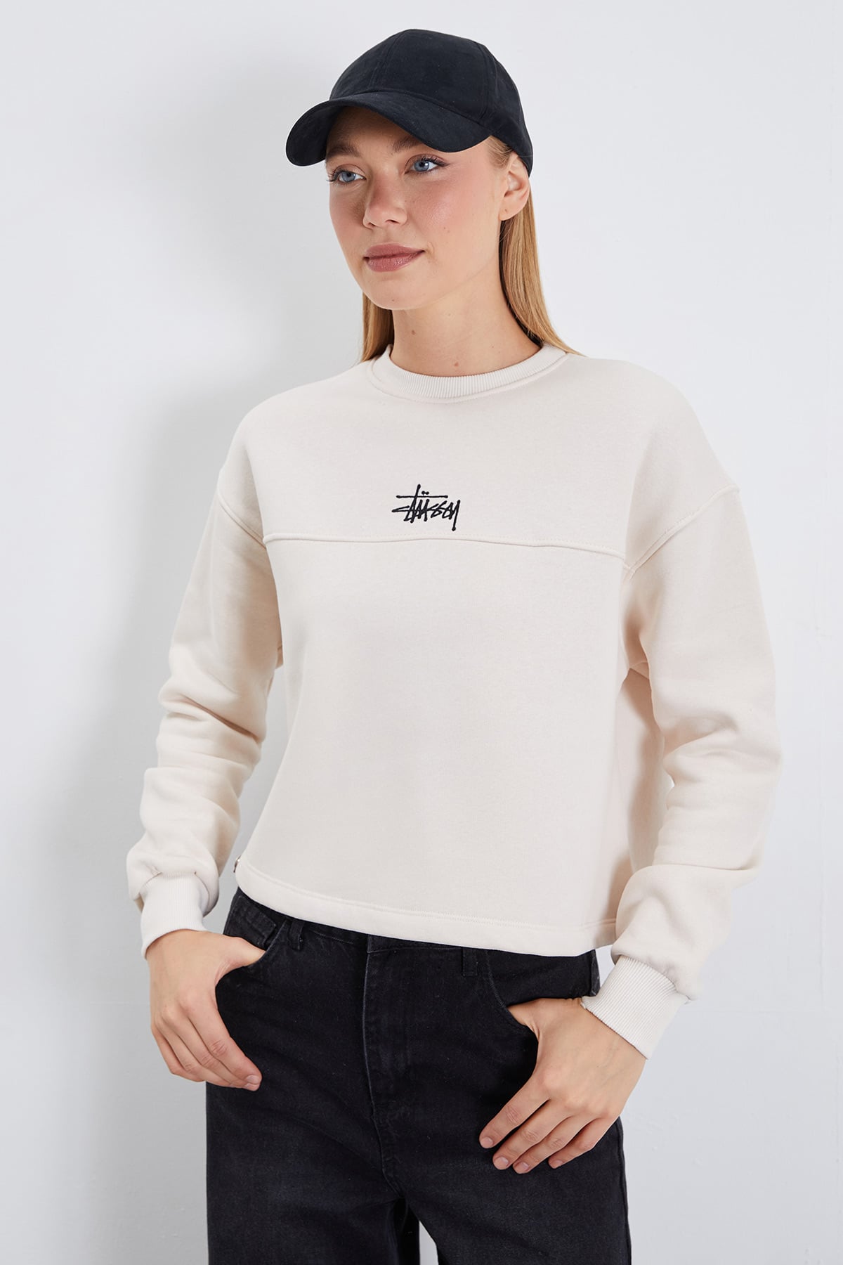 3 İplik İmza Nakışlı Stoperli Oversize Sweatshirt 3