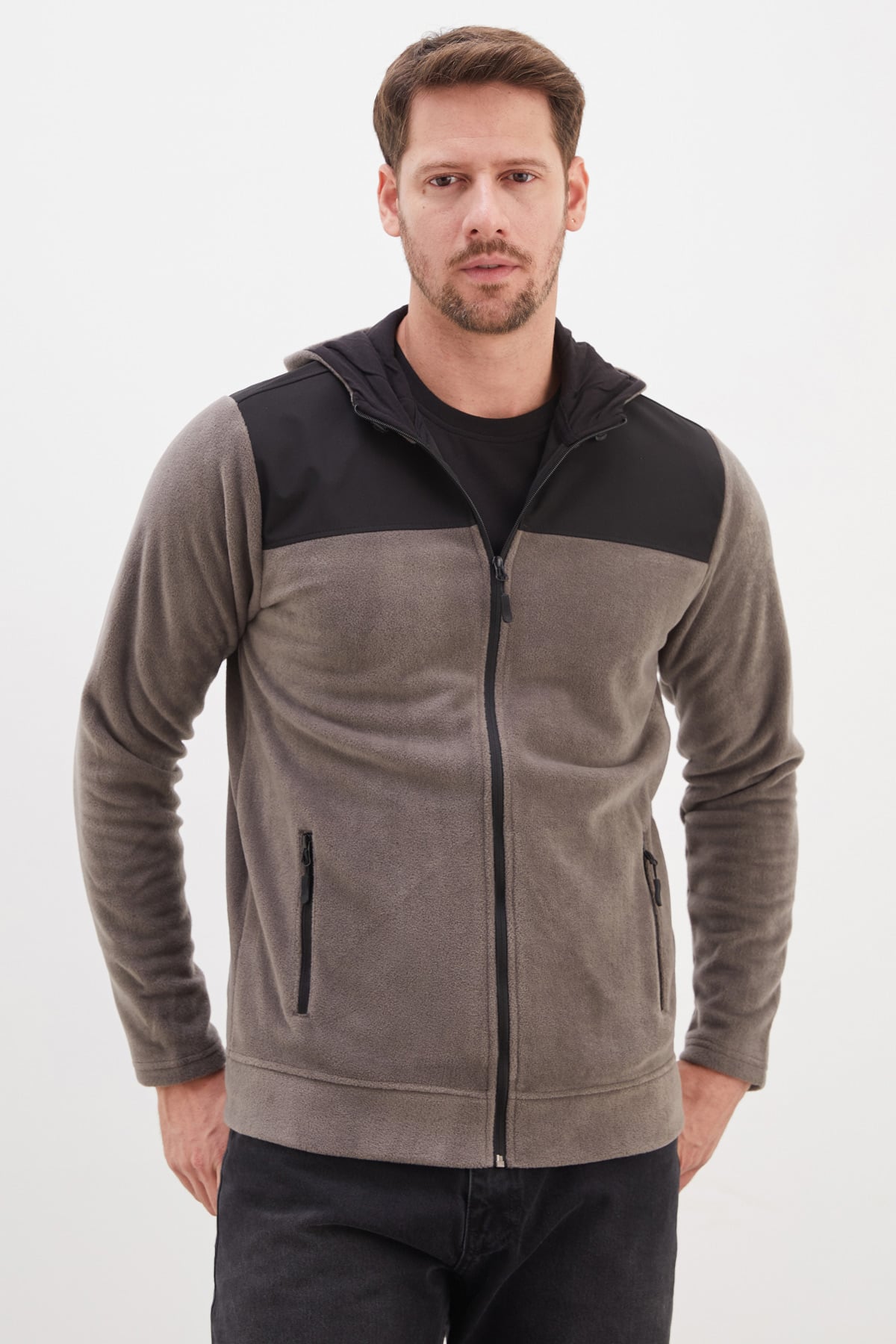 Fermuarlı Kapüşonlu Polar Sweatshirt 5