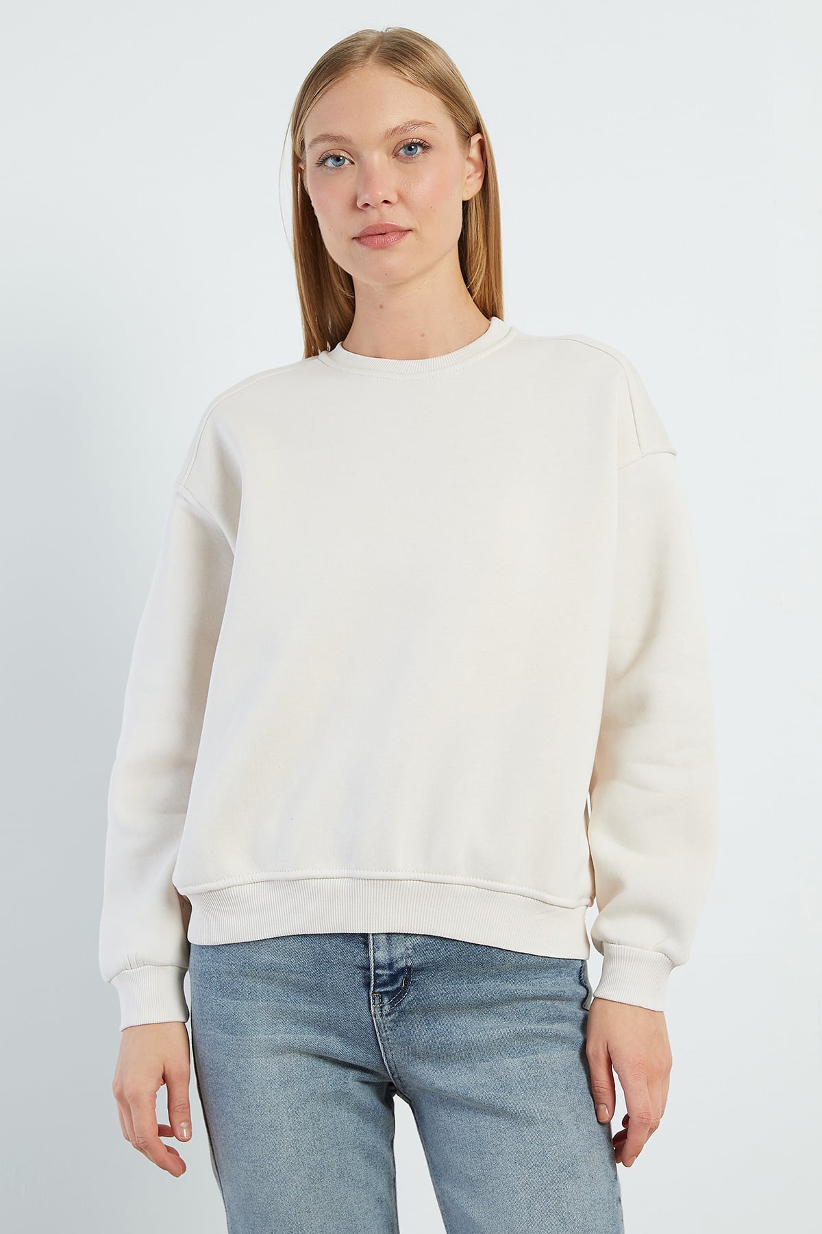 3 İplik Basic Bisiklet Yaka Oversize Sweatshirt 3