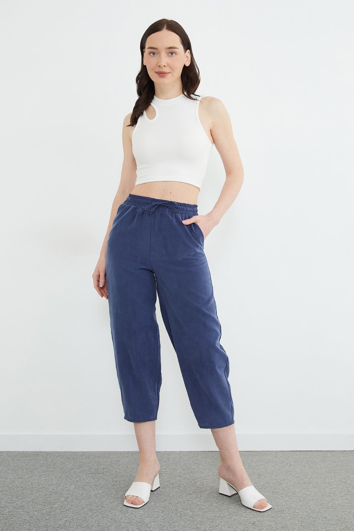 Beli Lastikli Cepli Tencel Kumaş Pantolon 2