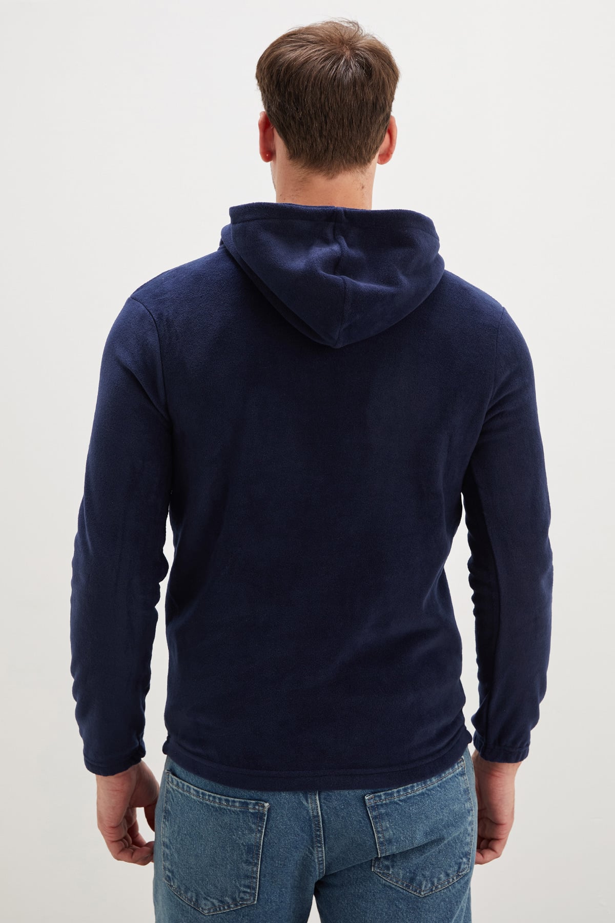 Yarım Fermuarlı Kapüşonlu Polar Sweatshirt 8