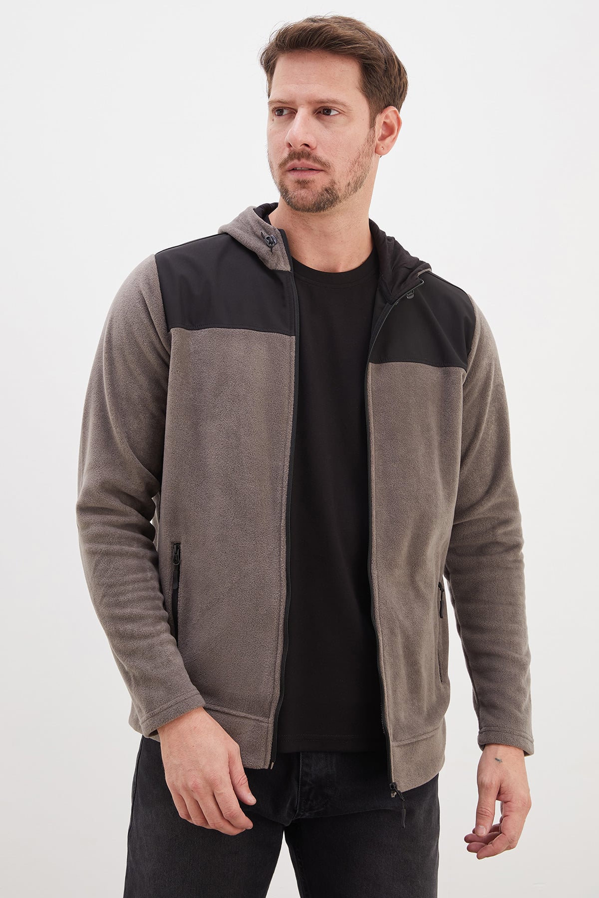Fermuarlı Kapüşonlu Polar Sweatshirt 2