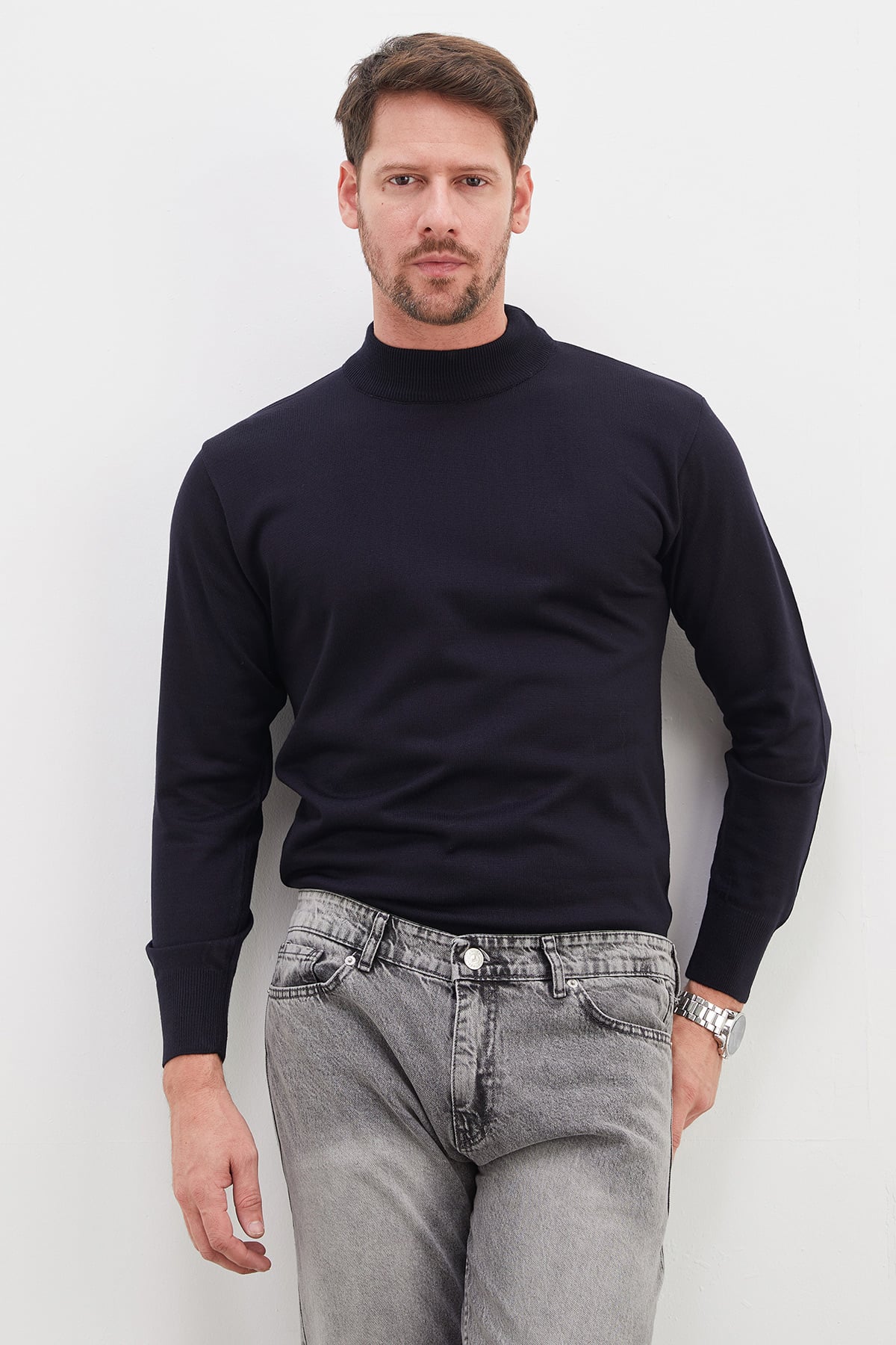 Basic Dik Yaka Regular Fit Triko Kazak