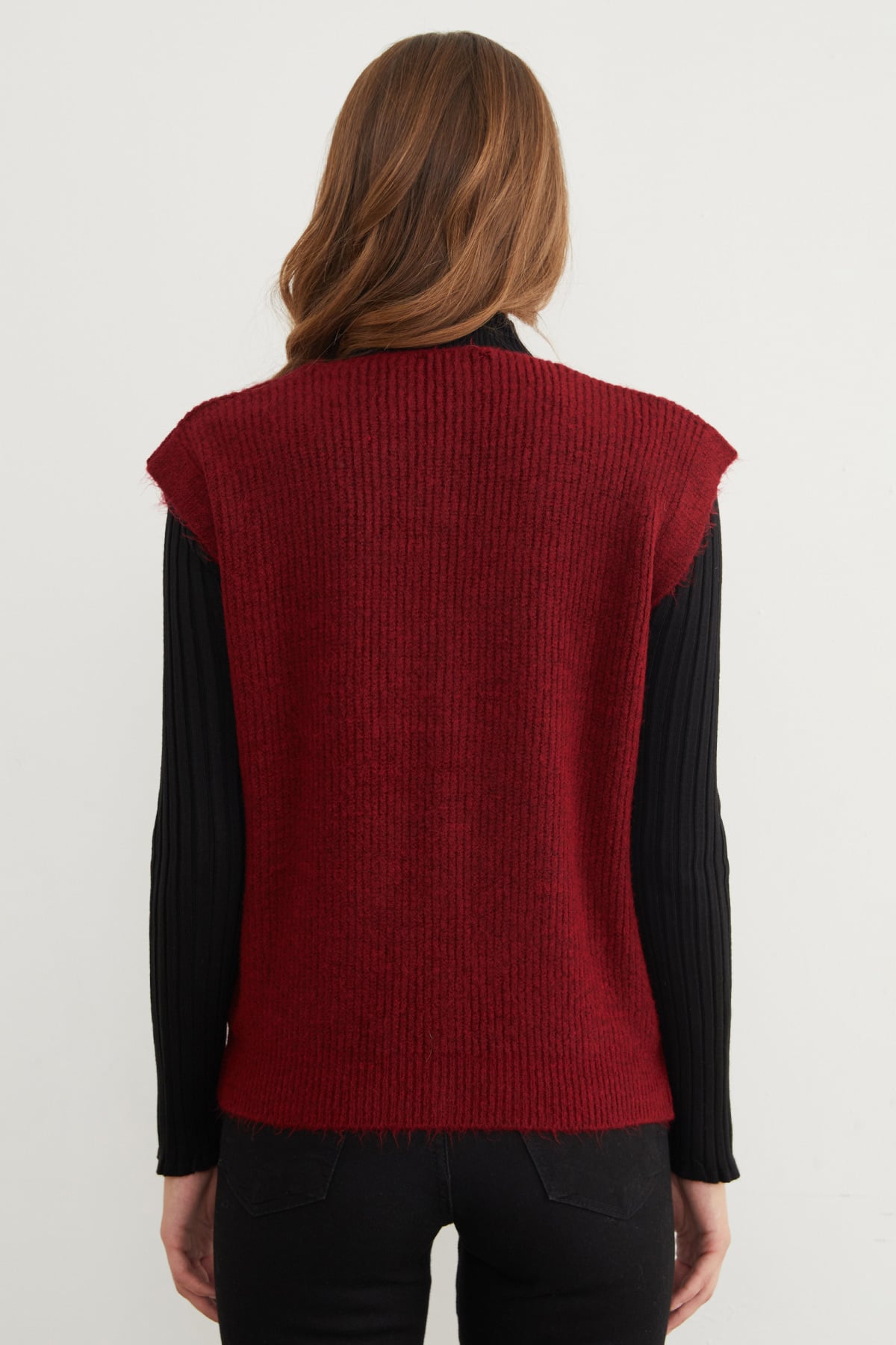 Sakallı Düğmeli V Yaka Oversize Yelek 14