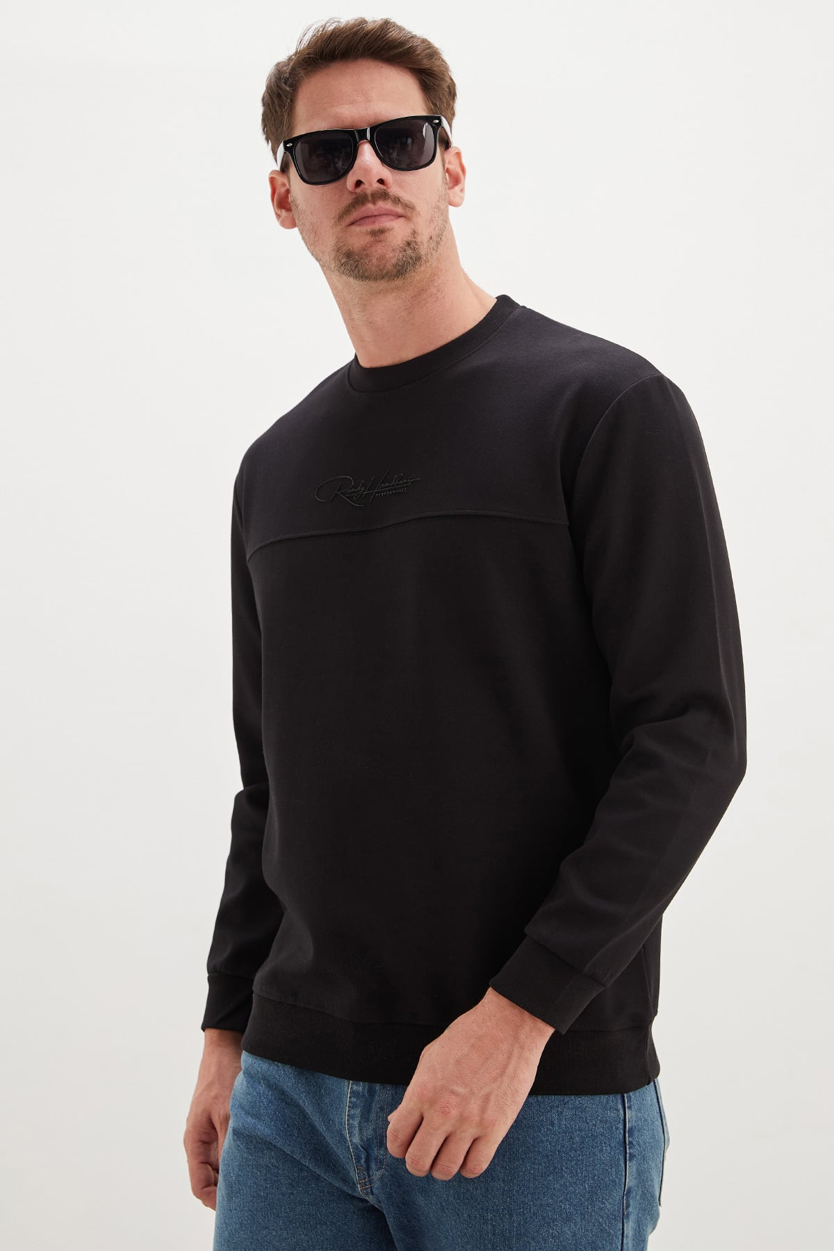 Kabartma Baskılı Çimalı Bisiklet Yaka Sweatshirt 5