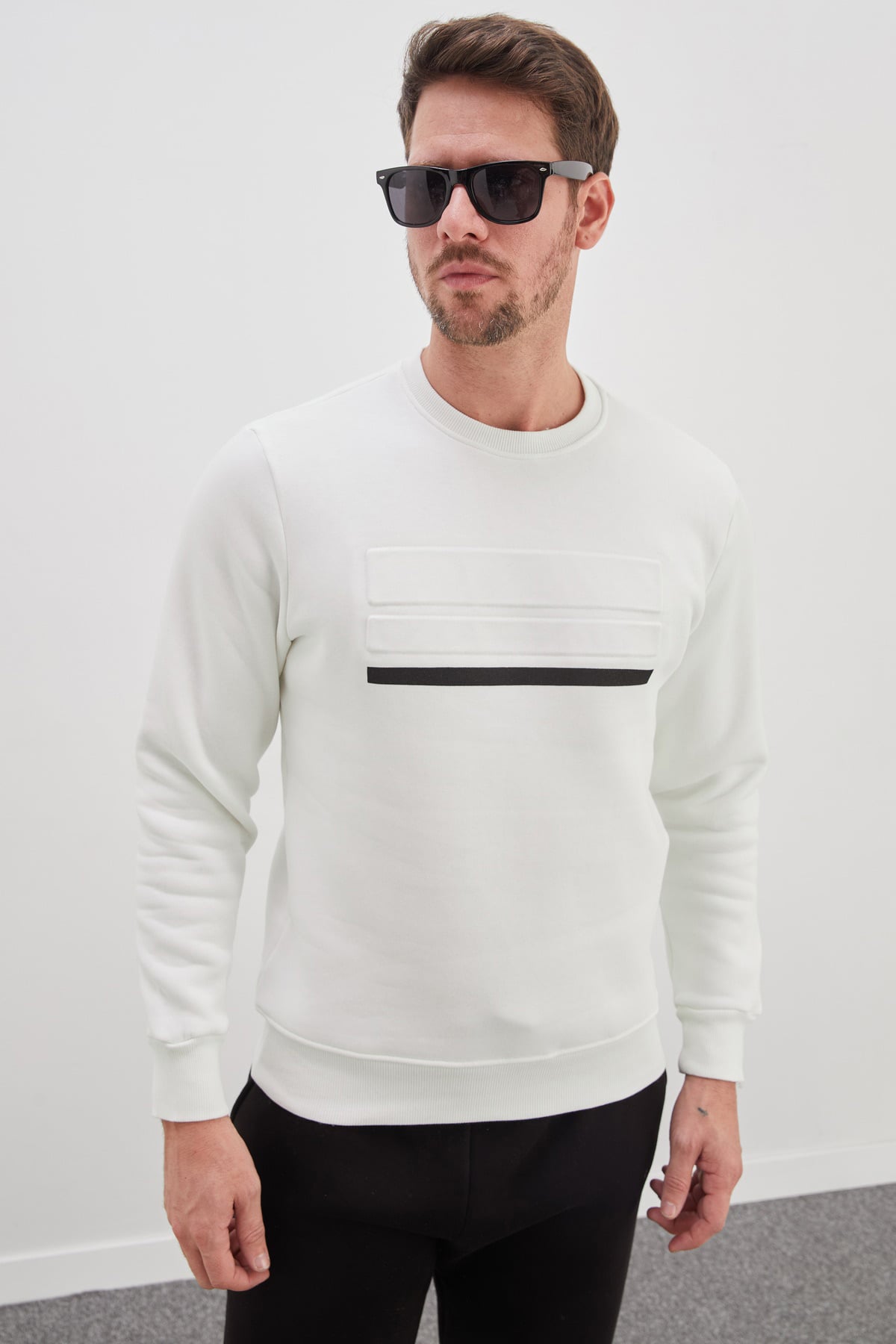 3 İplik Baskılı Bisiklet Yaka Sweatshirt 2
