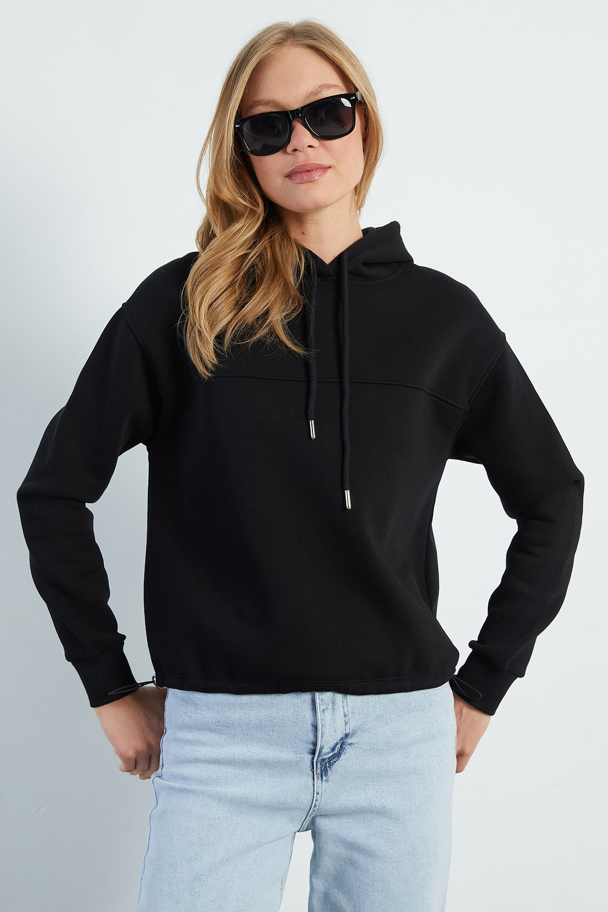 3 İplik Stoperli Kapüşonlu Oversize Sweatshirt 7