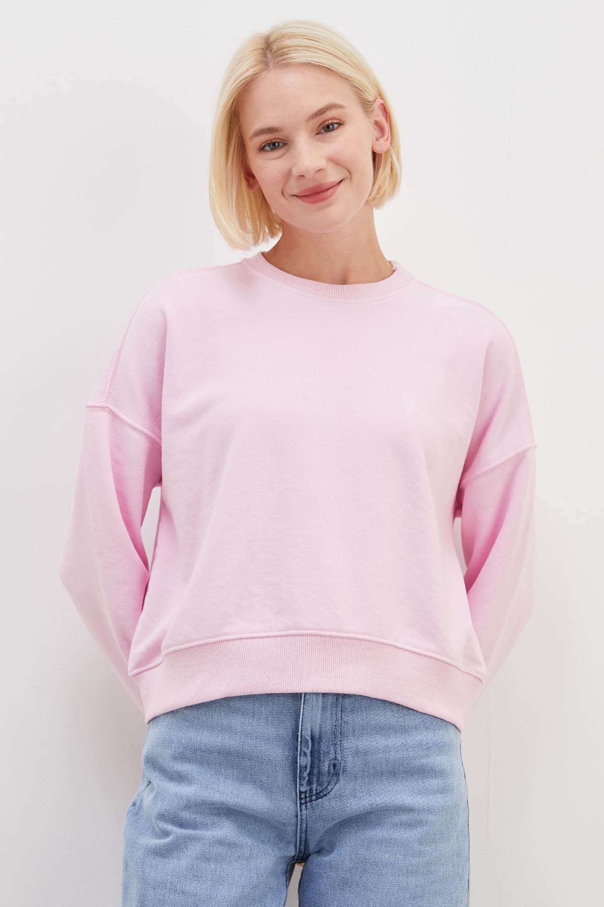 3 İplik Şardonsuz Basic Bisiklet Yaka Sweatshirt 2