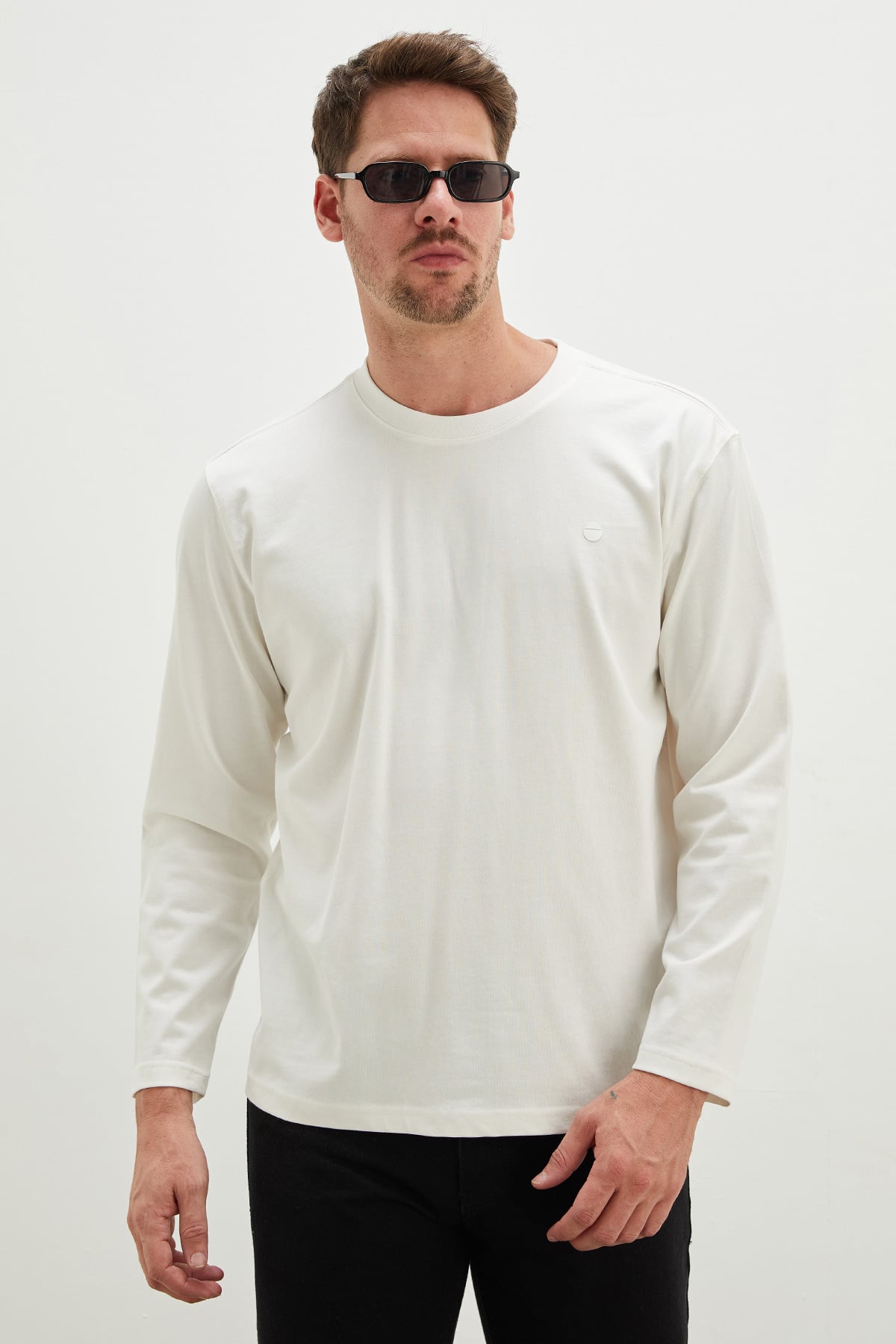 Erkek Siyah Baskılı Bisiklet Yaka Oversize Sweatshirt 2