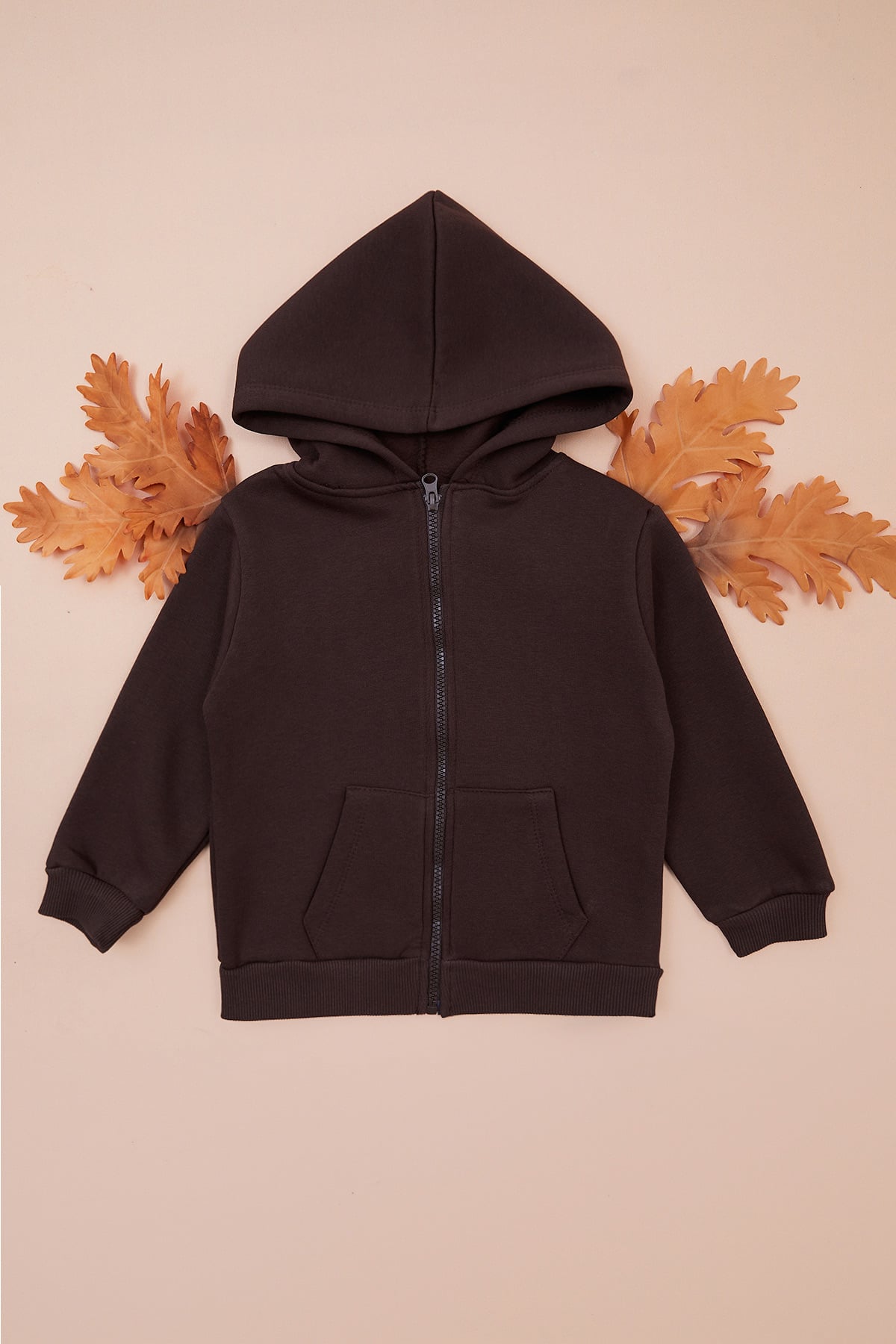 3 İplik Kapüşonlu Fermuarlı Unisex Çocuk Sweatshirt 4