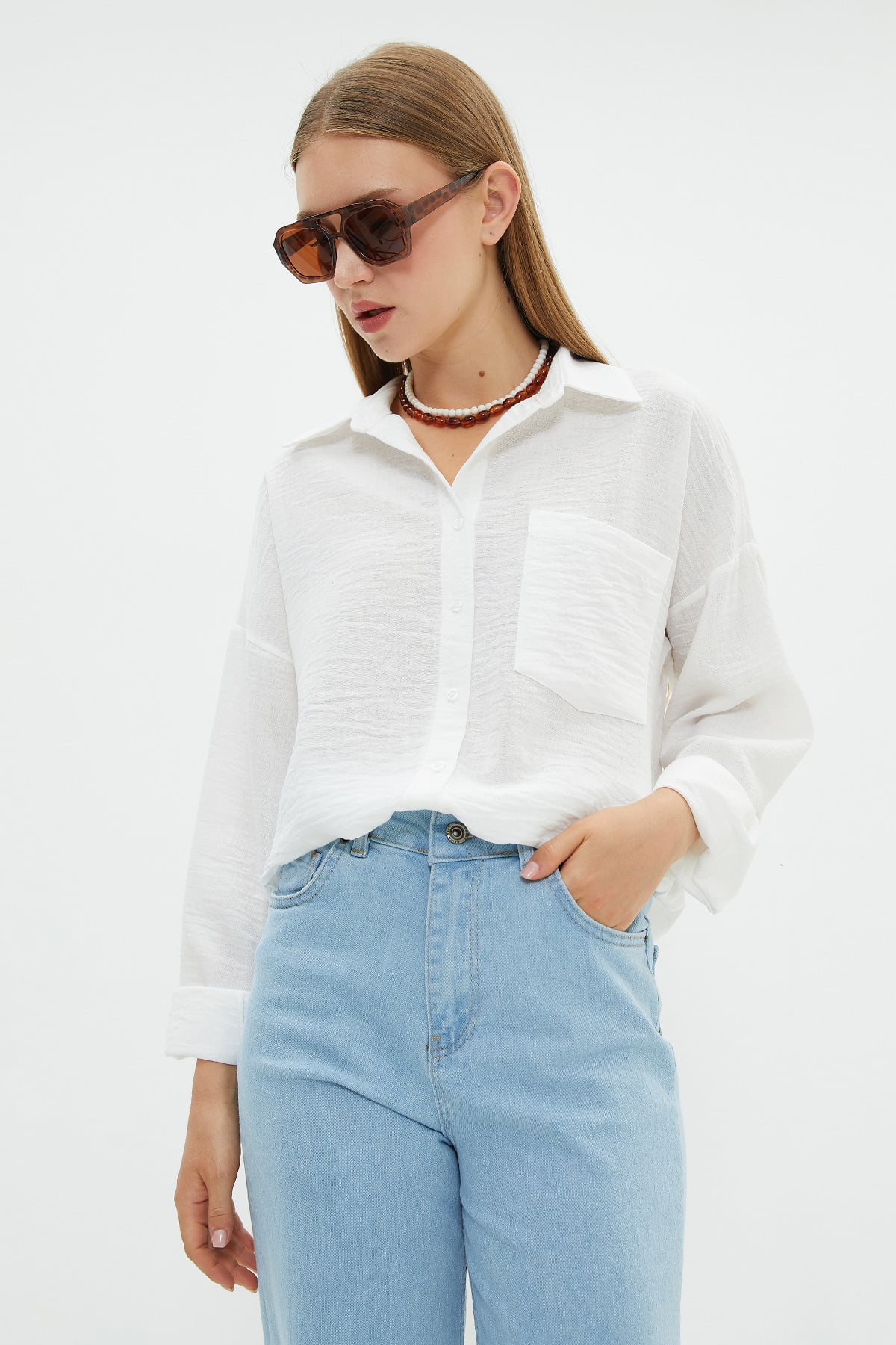 Basic Tek Cepli Oversize Gömlek 3