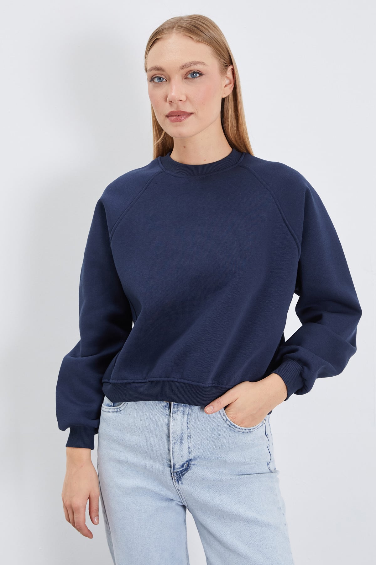 3 İplik Basic Bisiklet Yaka Oversize Sweatshirt 6