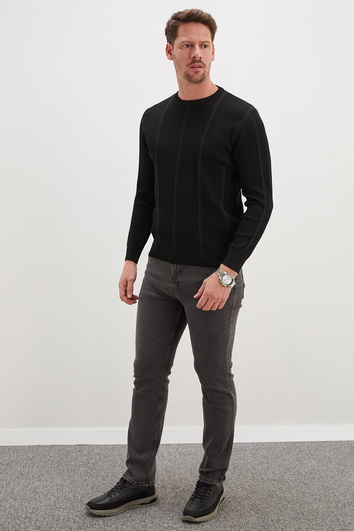 Fitilli Bisiklet Yaka Regular Fit Triko Kazak 2
